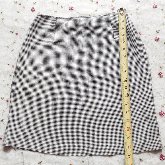VTG Houndstooth Mini Pencil Skirt Black + White 7 - Picture 8 of 8